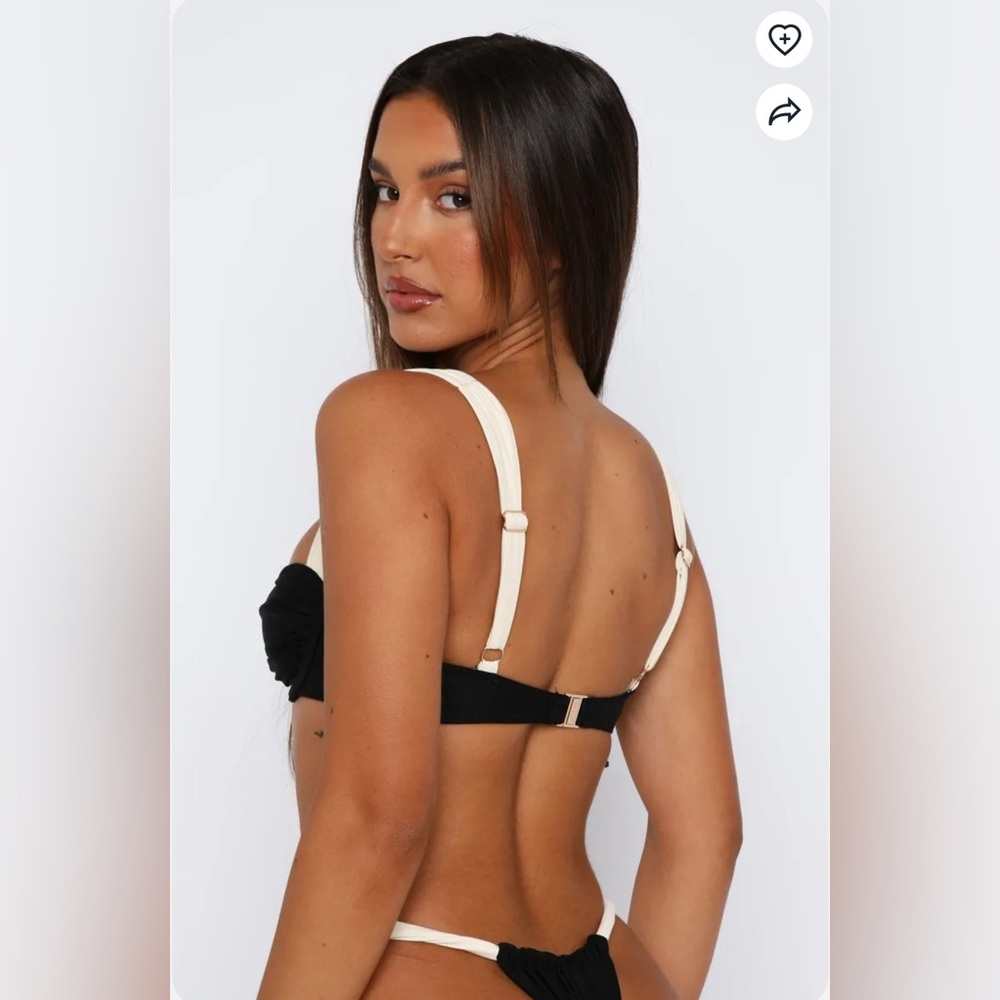 White Fox Boutique Elouera Bikini Top & Bottoms Black/White Size XS - Picture 3 of 4